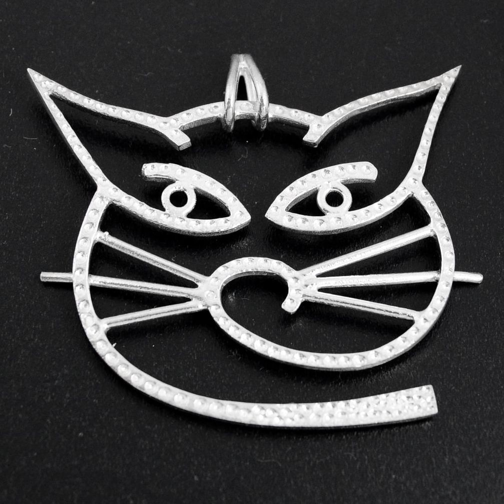 6.60gms indonesian bali solid 925 sterling silver cat pendant jewelry